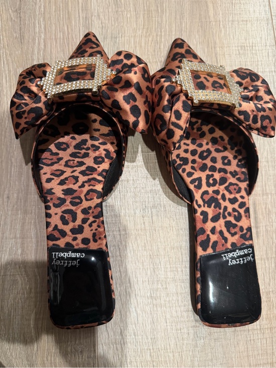 Jeffrey Campbell Shoes - Jeffrey Campbell Leopard Bow Slide Sandals in Brown and Black
